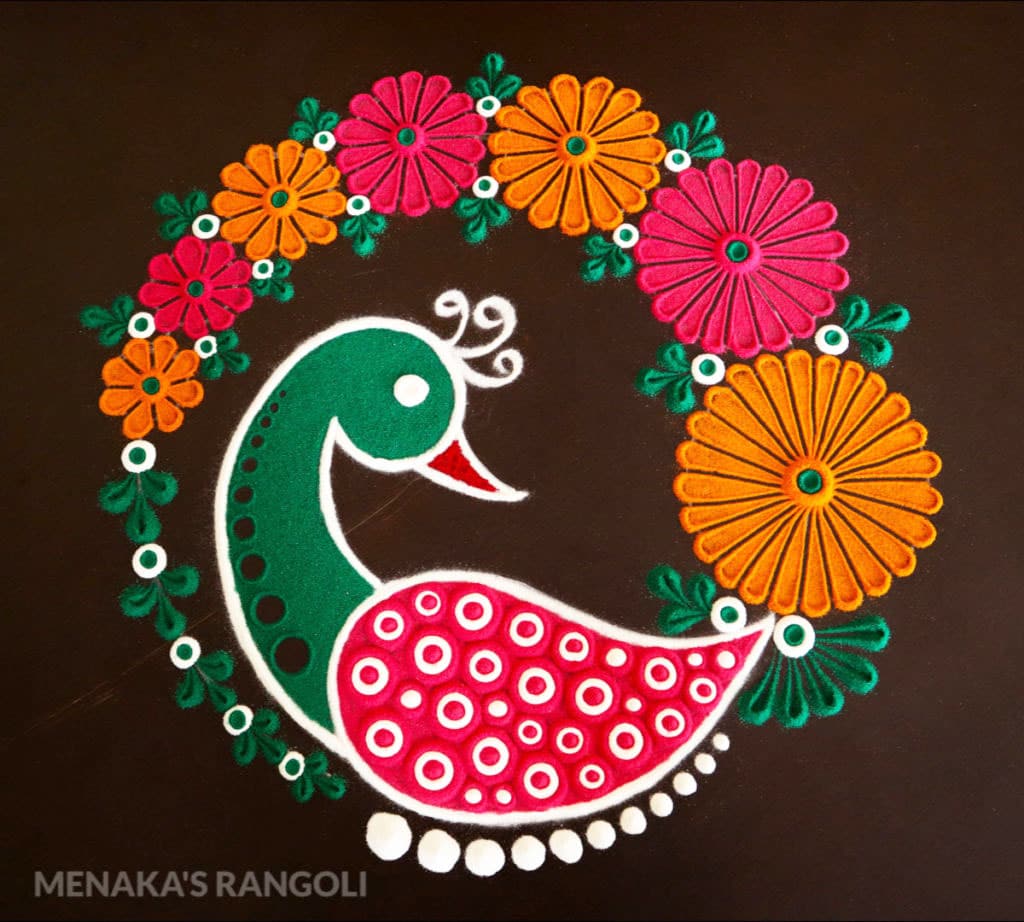 Flower kolam rangoli design by keerthi | Image